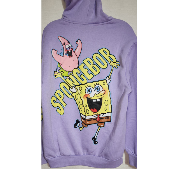 sponge bob purple hoodie men size medium-graphic is back of hoodie - Picture 1 of 6